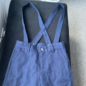 Janie and Jack linen suspenders navy short size 7